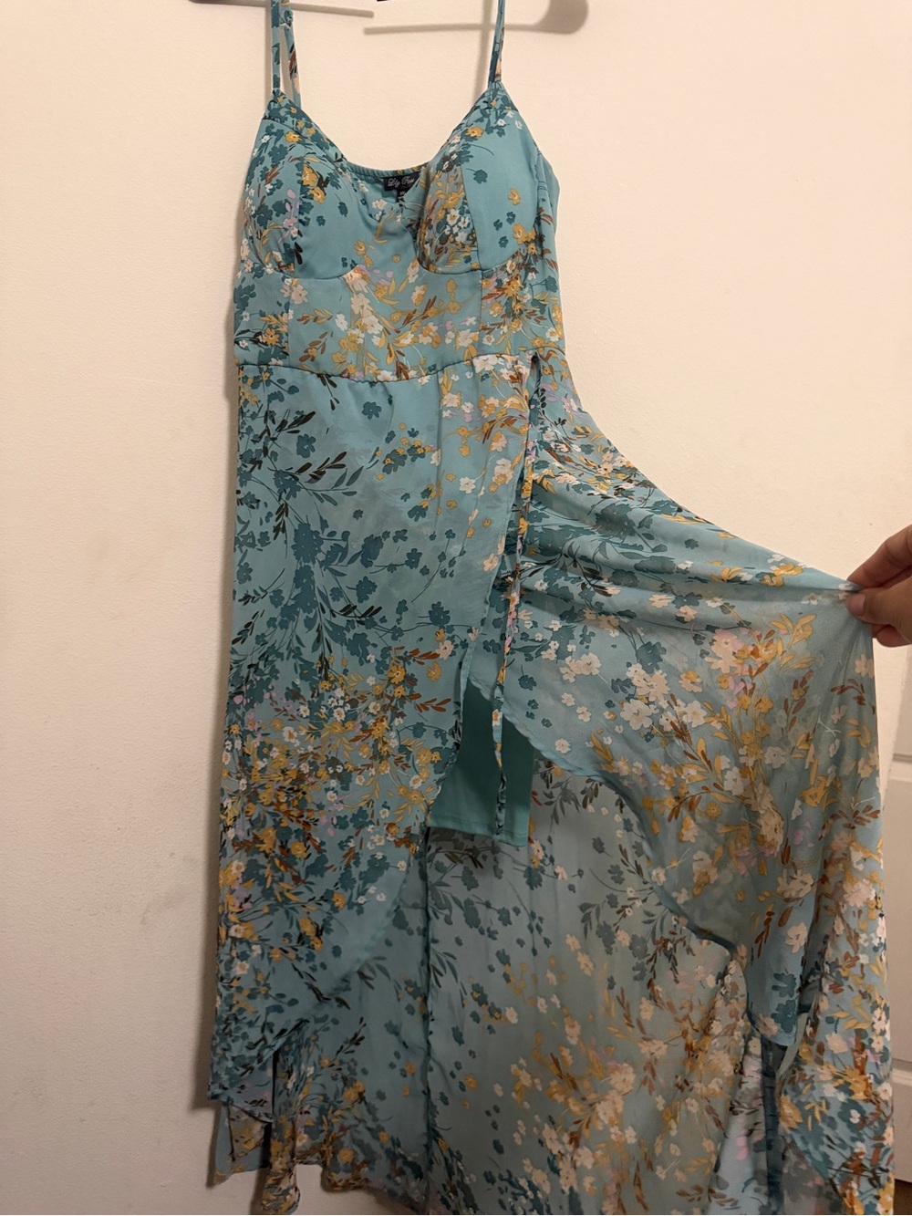 Lily Rose Teal Floral Backless Slip Dress